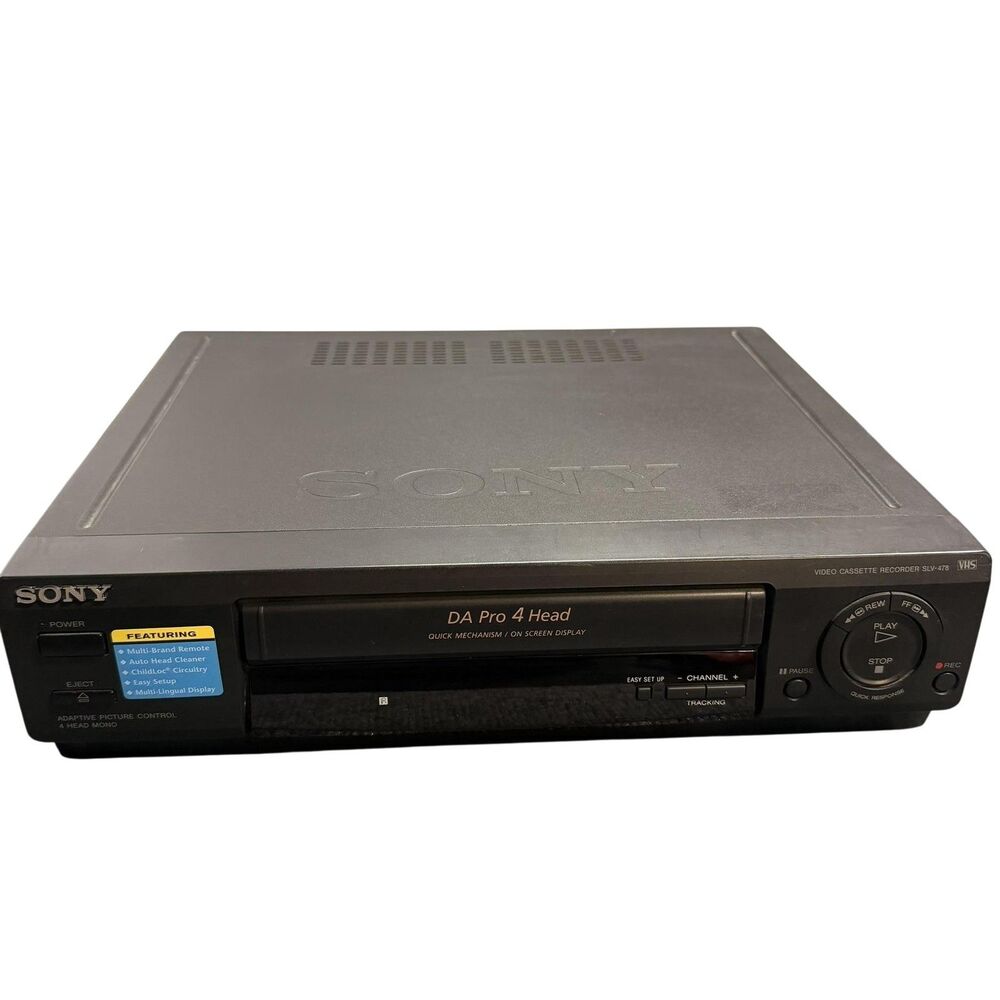 Sony VHS Video Cassette Recorder Black SLV-478 DA Pro 4 Head Tested Working